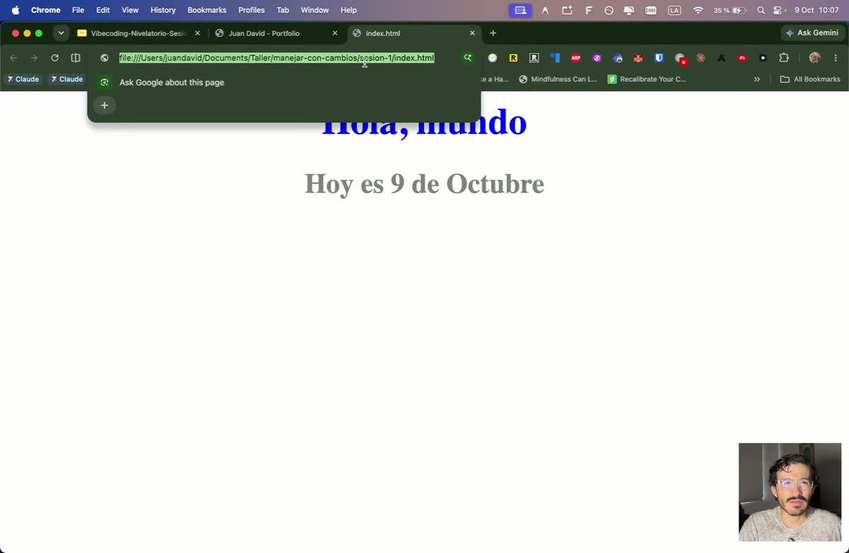 El resultado: título azul y subtítulo gris
