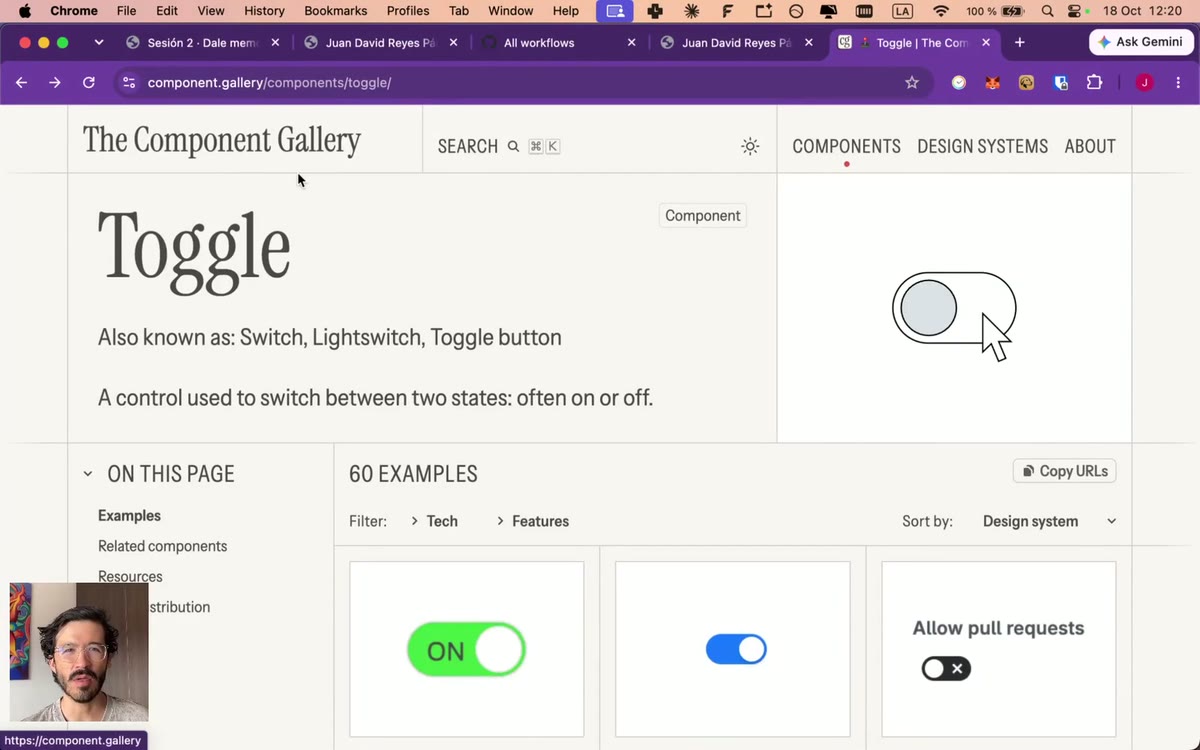 The Component Gallery: el toggle y sus nombres